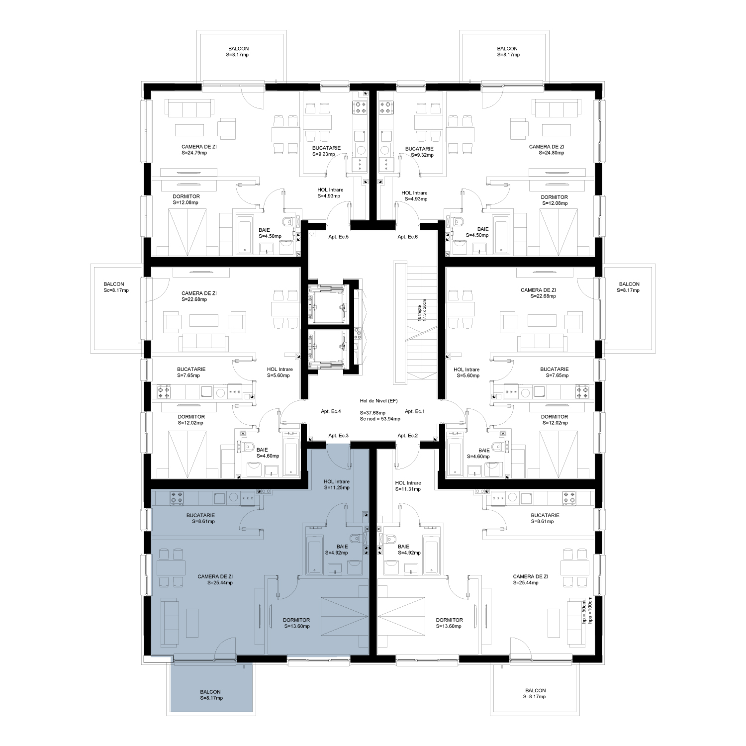 Plan de amplasare Apartament 2 camere, 88 mp