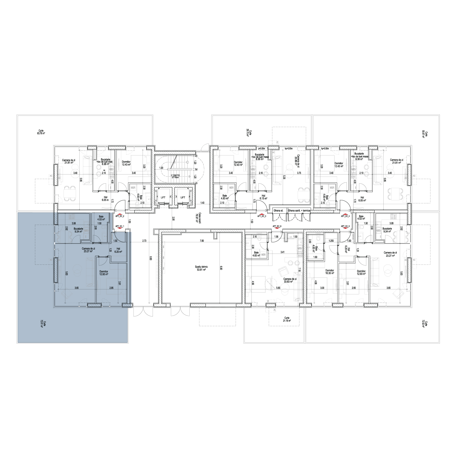 Plan de amplasare 2 CAMERE CU GRĂDINĂ TIP 1