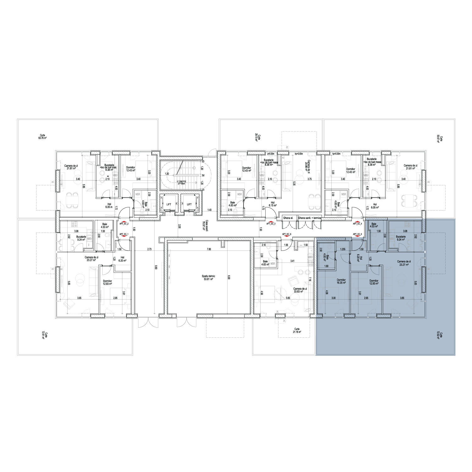 Plan de amplasare 3 CAMERE CU GRĂDINĂ TIP 1